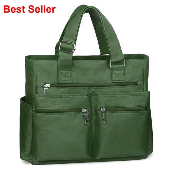 Handbags - Waterproof Canvas Tote Bag with Laptop Compartment Adjustable Shoulder Strap